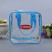 Large Capacity Transparent Vinyl Bag Waterproof Clear PVC Cosmetic Bag with Handle