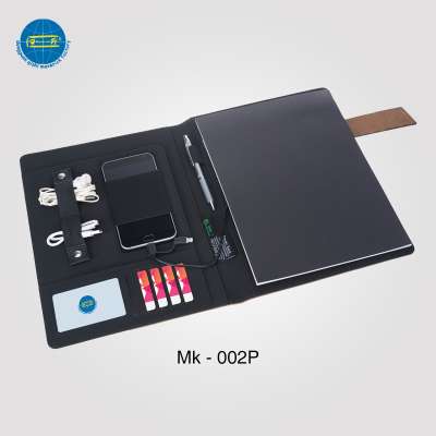 A4 popular business leather portlio with power bank and USB