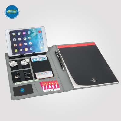 a4 business leather portfolio folder with power bank and diary