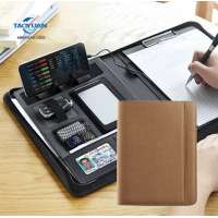 2018 business A4 zipper portfolio with power bank and usb