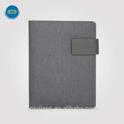 Hot sale item A5 folder with power bank with notebook with phone holder